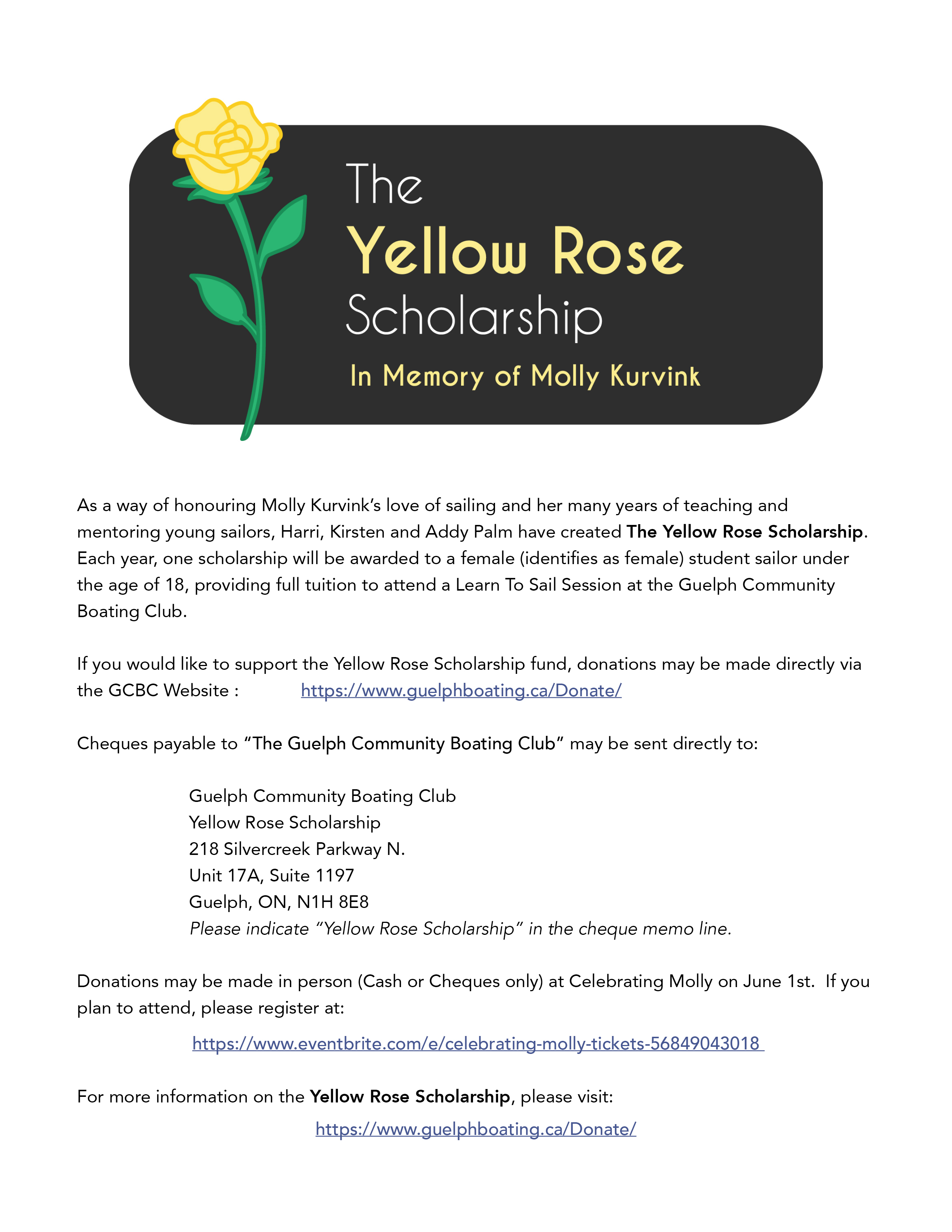 The Yellow Rose Scholarship – In Memory of Molly Kurvink Image