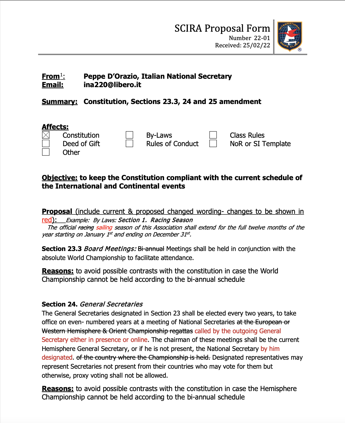 Rule Change Proposal 22-01: Constitution – elections Image