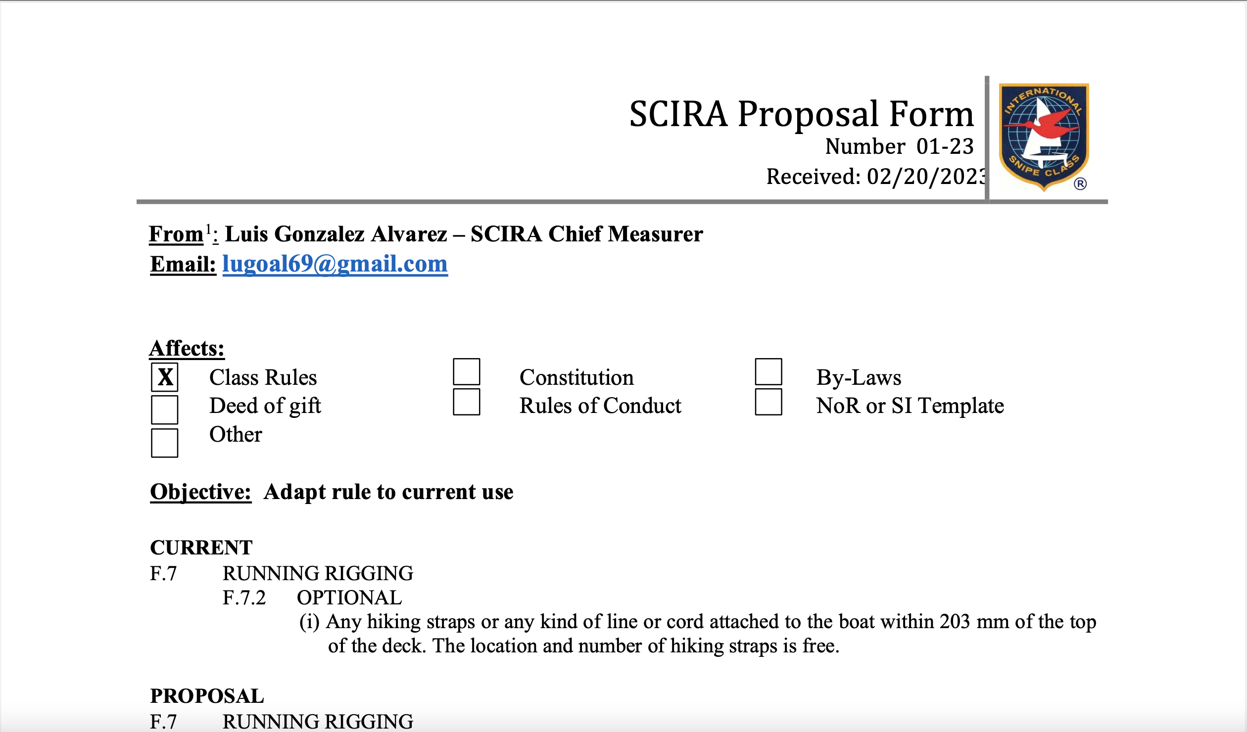 Rule Change Proposal: 23-01 Hiking Straps Image