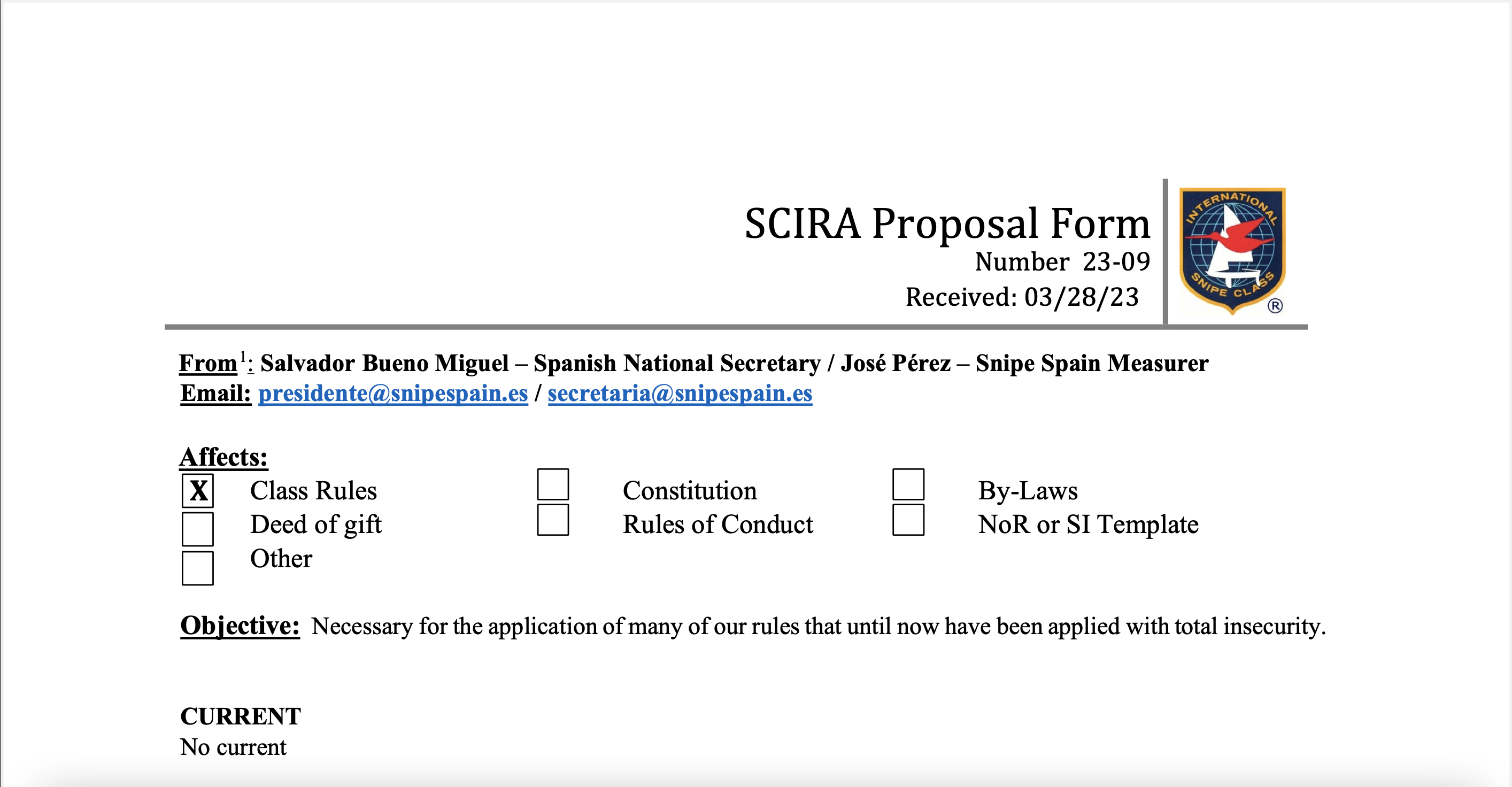 Rule Change Proposal: 23-09 Serial Number Image