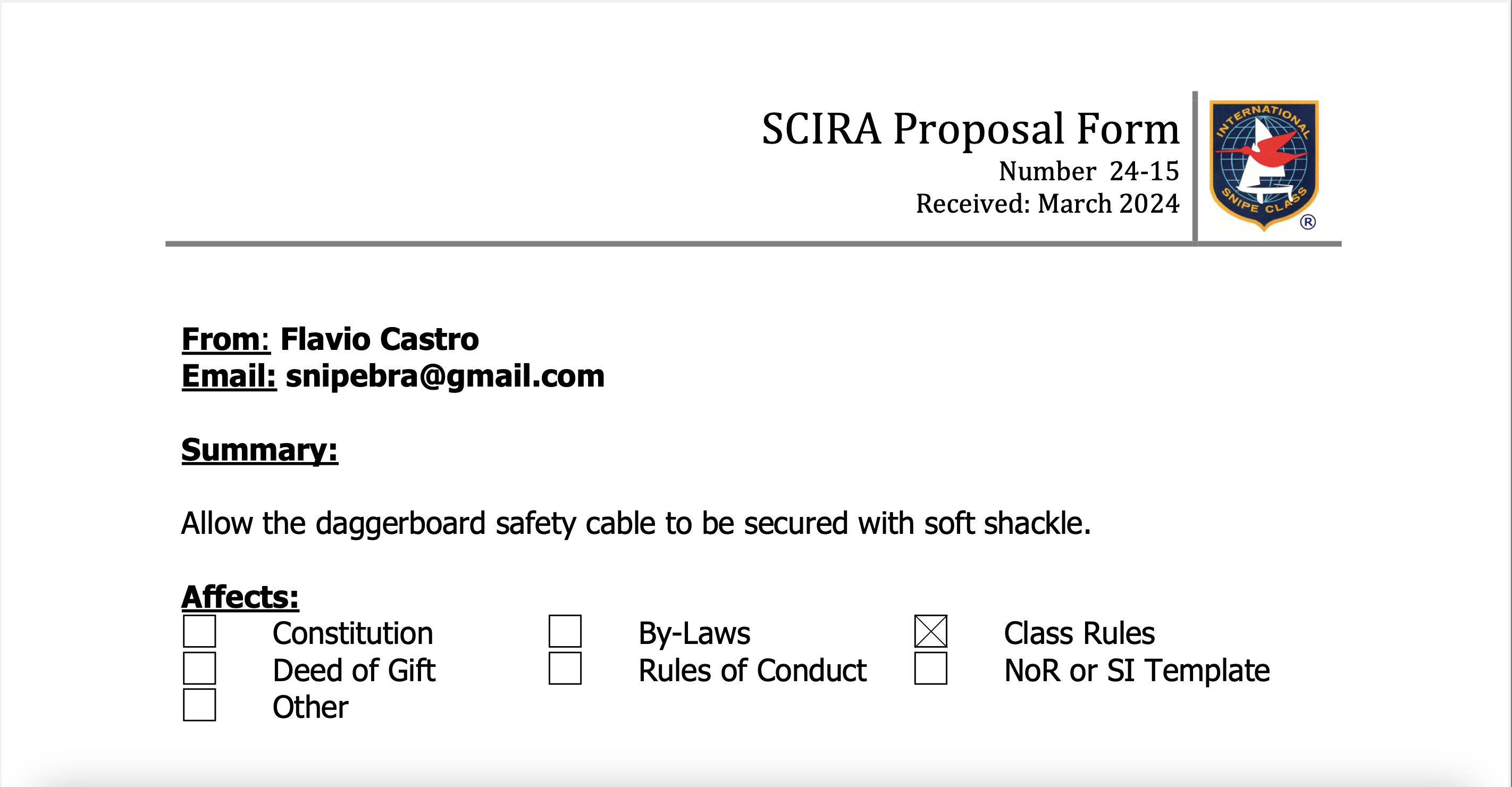 Rule Change Proposal 24-16: Class Rules C8.4, daggerboard_soft shackle Image