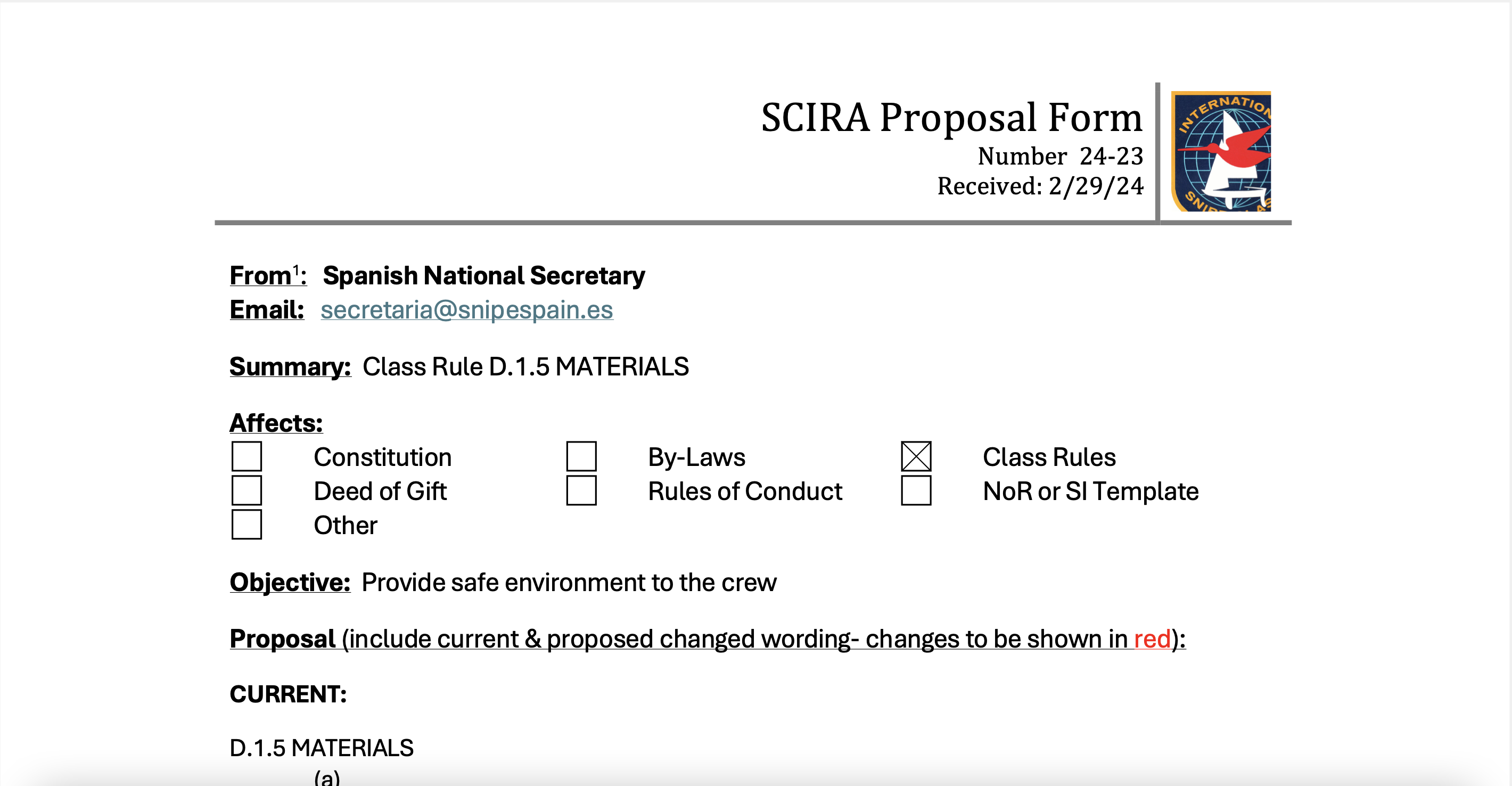 Rule Change Proposal: 24-23 Class Rules D1.5 side panels Image