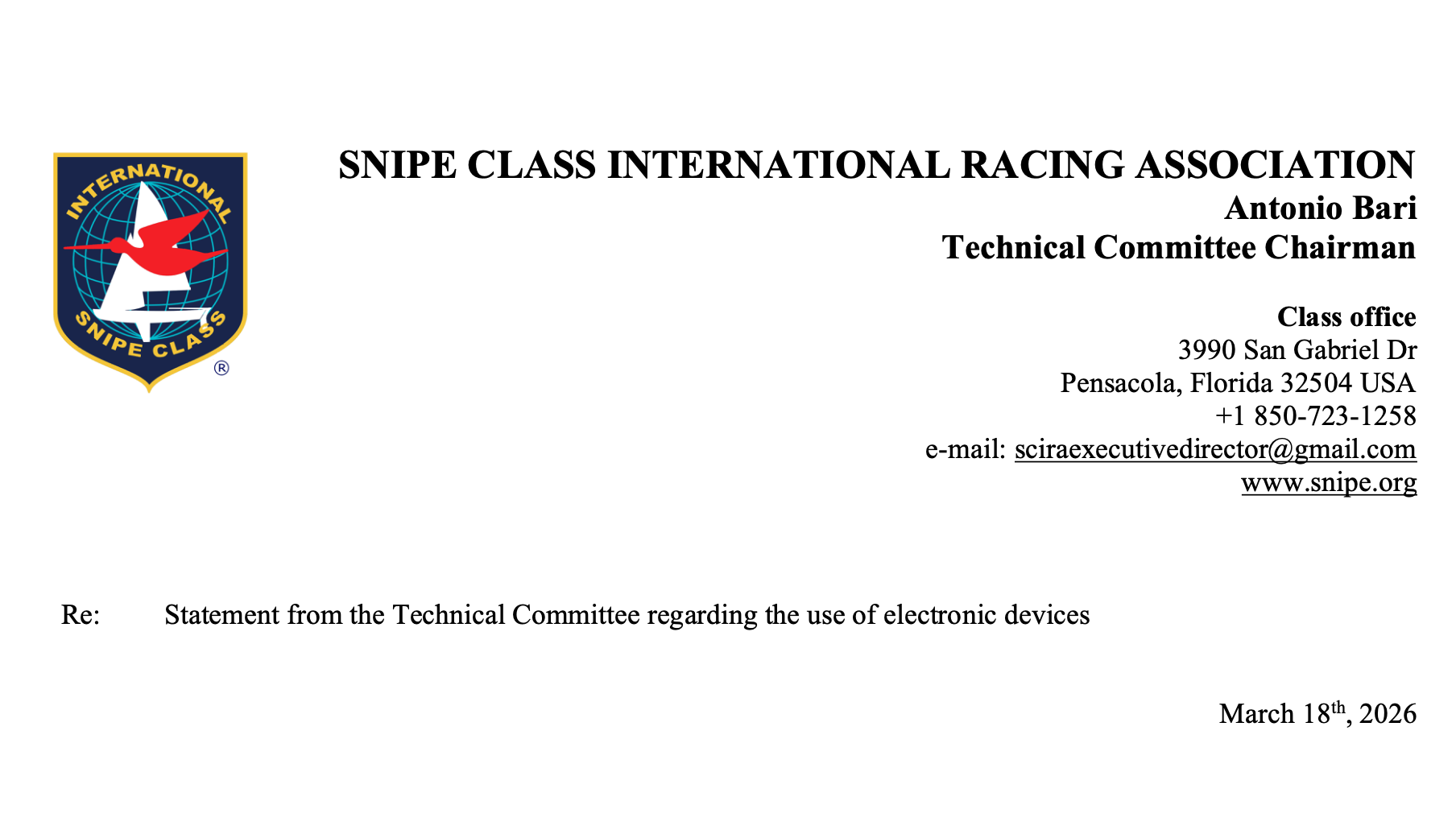 Statement from the Technical Committee Regarding the Use of Electronic Devices Image